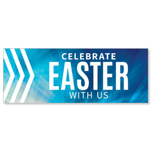 Chevron Blue Celebrate Easter Stock Outdoor Banners