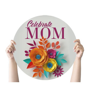 Mother's Day Paper Flowers Circle Handheld Signs