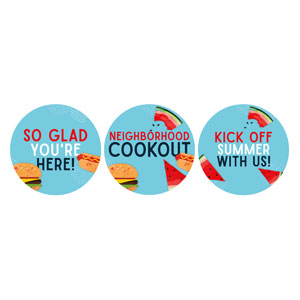 Neighborhood Cookout Set Circle Handheld Signs