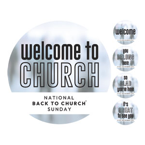 Back to Church Welcomes You Set Circle Handheld Signs