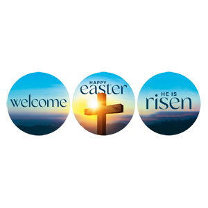 Easter Cross Sunburst Set Circle Handheld Signs