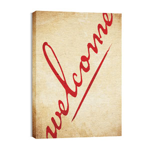 Red Script Welcome 24in x 36in Canvas Prints