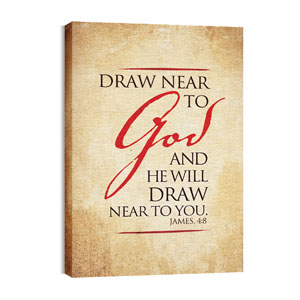 Red Script James 4:8 24in x 36in Canvas Prints