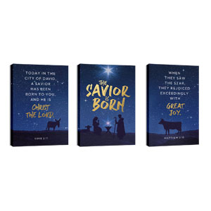 Savior is Born Star Triptych 24in x 36in Canvas Prints