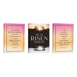 Risen Indeed Crowns Triptych 24in x 36in Canvas Prints