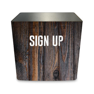 Dark Wood Sign Up Counter Sleeve Large Rectangle