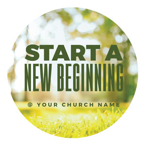 Start New Beginning Green Circle InviteCards 