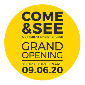Yellow Grand Opening Circle InviteCards 