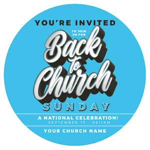 Back to Church Sunday Celebration Blue Circle InviteCards 