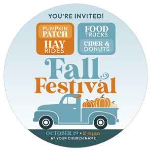 Fall Festival Truck Circle InviteCards 