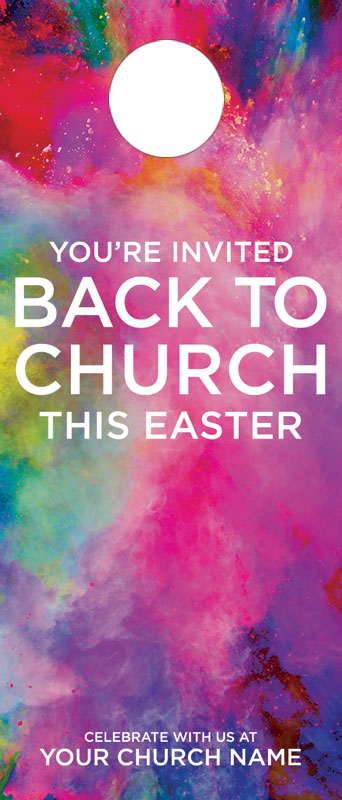 Door Hangers, Easter, Back to Church Easter, Standard size 3.625 x 8.5, with 3 per 8.5 x 11 sheet