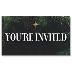 Green Pine Christmas Invite 2" x 3.5" Flat Invite