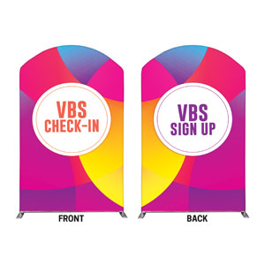 Curved Colors VBS Sign Up Check In 5' x 8' Curved Top Sleeve