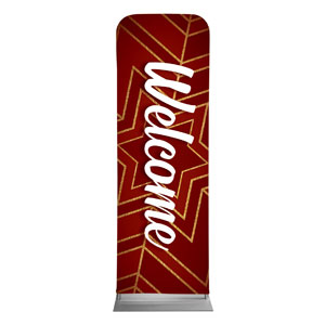 Red and Gold Snowflake Welcome 2' x 6' Sleeve Banner