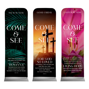 Come And See Flowers Triptych 2' x 6' Sleeve Banner