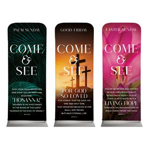 Come And See Flowers Triptych 2'7" x 6'7" Sleeve Banners