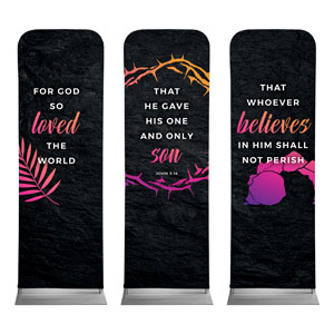 John 3:16 Triptych 2' x 6' Sleeve Banner