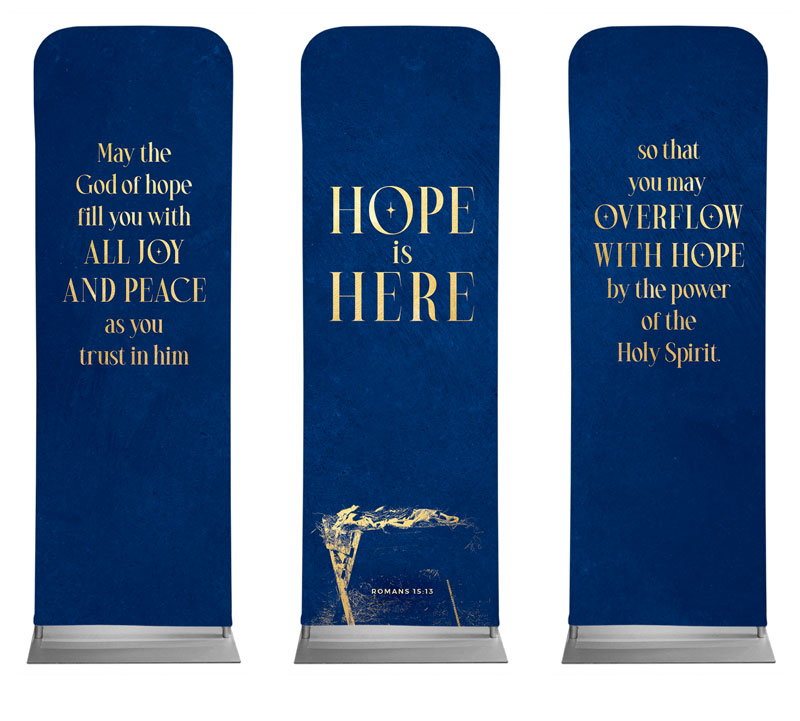 Banners, Christmas, Hope is Here Gold Triptych, 2' x 6'