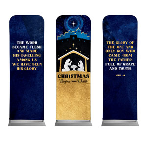 Nativity Begins with Christ Triptych 2' x 6' Sleeve Banner