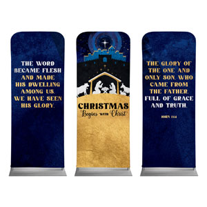 Nativity Begins with Christ Triptych 2'7" x 6'7" Sleeve Banners