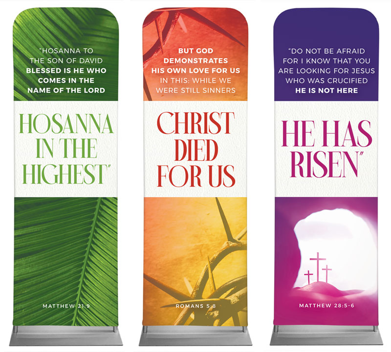 Banners, Easter, Easter Week Colors Triptych, 2' x 6'