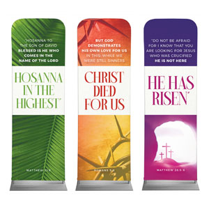 Easter Week Colors Triptych 2' x 6' Sleeve Banner
