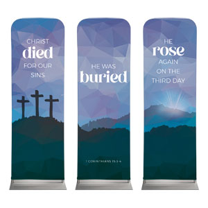 Easter Mosaic Crosses Triptych 2' x 6' Sleeve Banner