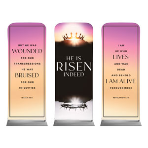 Risen Indeed Crowns Triptych 2'7" x 6'7" Sleeve Banners