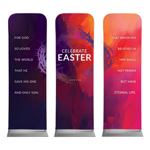 Vibrant Paint Easter Triptych 2' x 6' Sleeve Banner