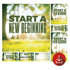 Start New Beginning Green Church Graphic Bundles