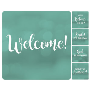 Turquoise Welcome Set Hand Held Square Handheld Signs
