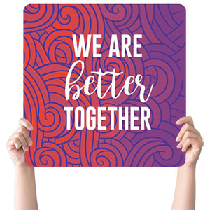 Doodle Swirl Better Together Square Handheld Signs