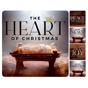 The Heart of Christmas Set Square Handheld Signs