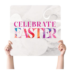 Celebrate Easter Colors Square Handheld Signs
