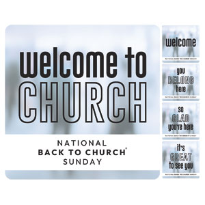Back to Church Welcomes You Set Square Handheld Signs