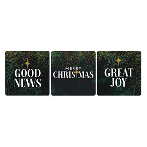 Green Pine Christmas Set Square Handheld Signs