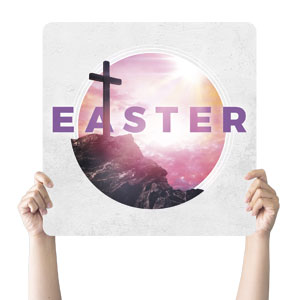 Circle Easter Cross Square Handheld Signs