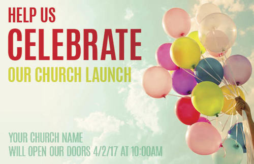 Church Postcards, You're Invited, Balloons Celebrate, 5.5 X 8.5