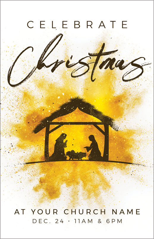 Church Postcards, Christmas, Gold Powder Creche, 5.5 X 8.5