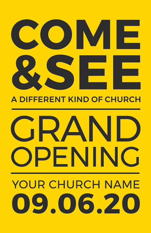 Church Postcards, Events, Yellow Grand Opening, 5.5 X 8.5