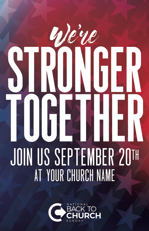 Church Postcards, Back To Church Sunday, BTCS Stronger Together Stars, 5.5 X 8.5