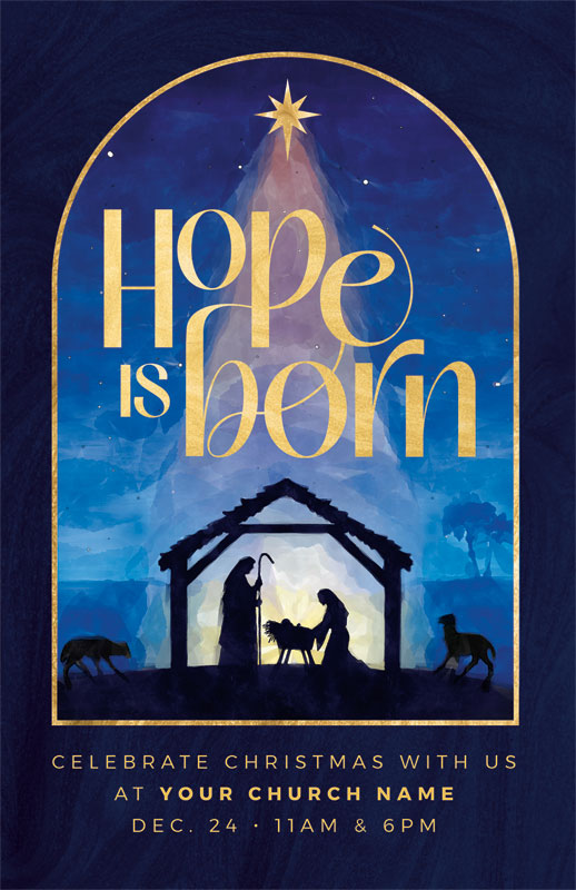 Church Postcards, Christmas, Hope Is Born Nativity, 5.5 X 8.5
