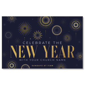 New Year Gold Fireworks 4/4 ImpactCards