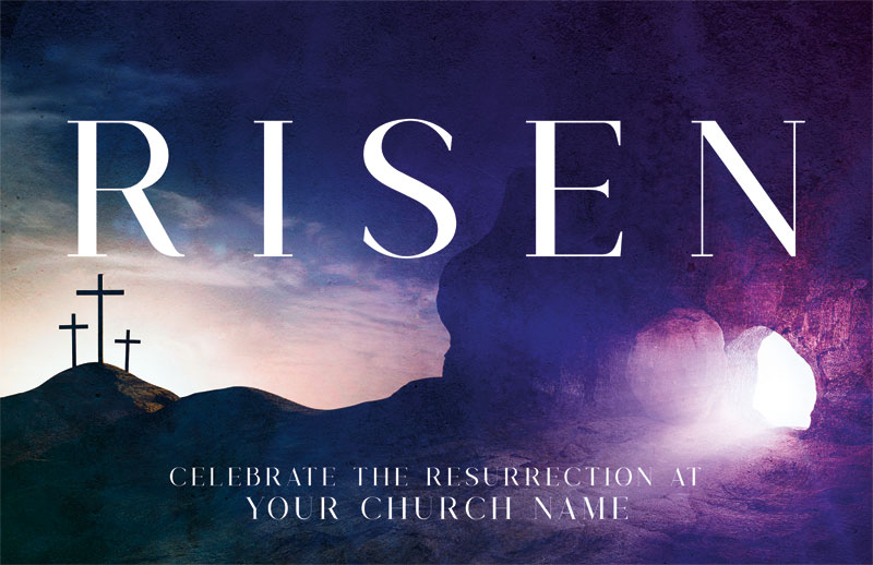 Church Postcards, Easter, Risen Cross Tomb, 5.5 X 8.5