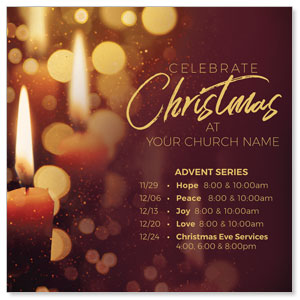 Celebrate Christmas Candles 3.75" x 3.75" Square InviteCards
