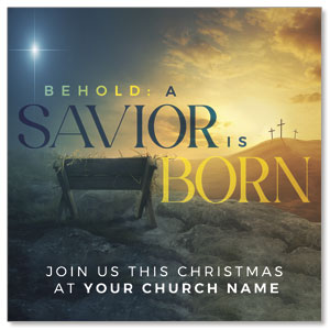 Behold A Savior Is Born 3.75" x 3.75" Square InviteCards