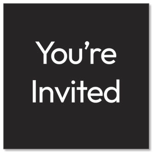White Text You're Invited 2.5" x 2.5" Small Square