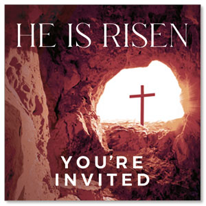 He Is Risen Tomb Cross Invite 2.5" x 2.5" Small Square