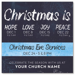 Blue Revival Christmas Is 3.75" x 3.75" Square InviteCards