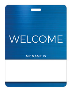 General Blue Welcome Name Badges